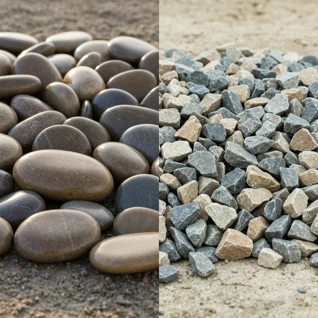 Landscape rock and river rock used to show how much area a ton of rock covers